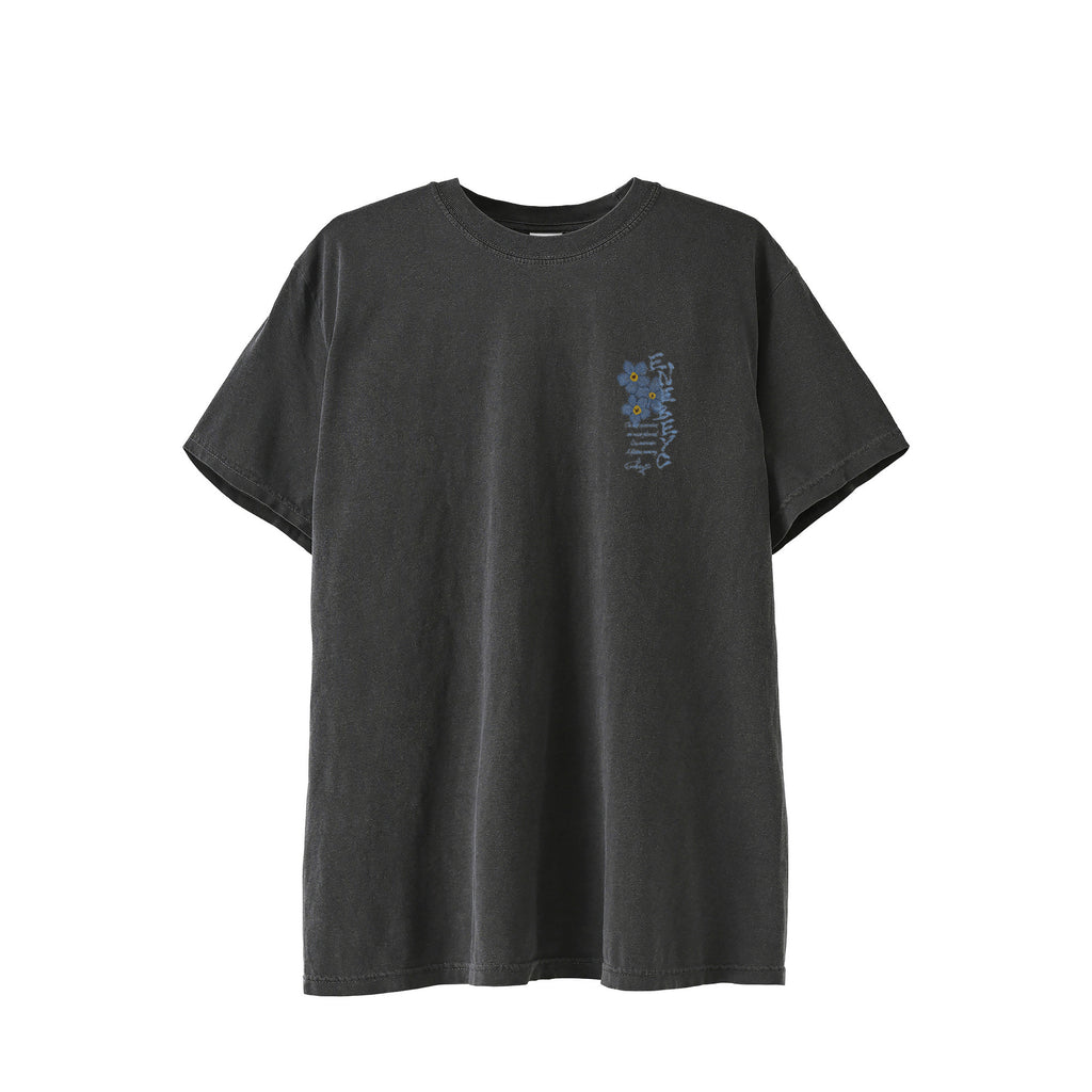 花札type1 'Blue Myosotis' Vintage-Wash T-shirt ﾊﾞｯｸﾌﾟﾘﾝﾄ black image