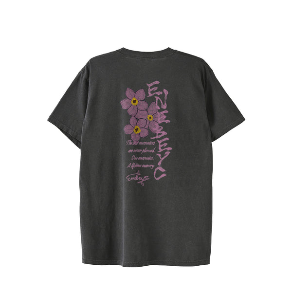 花札type1 'Pink Myosotis' Vintage-Wash T-shirt ﾊﾞｯｸﾌﾟﾘﾝﾄ black image