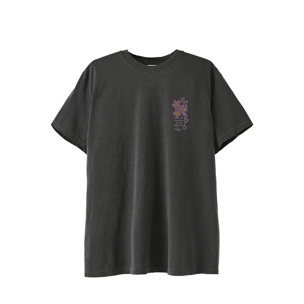 花札type1 'Pink Myosotis' Vintage-Wash T-shirt ﾊﾞｯｸﾌﾟﾘﾝﾄ black image