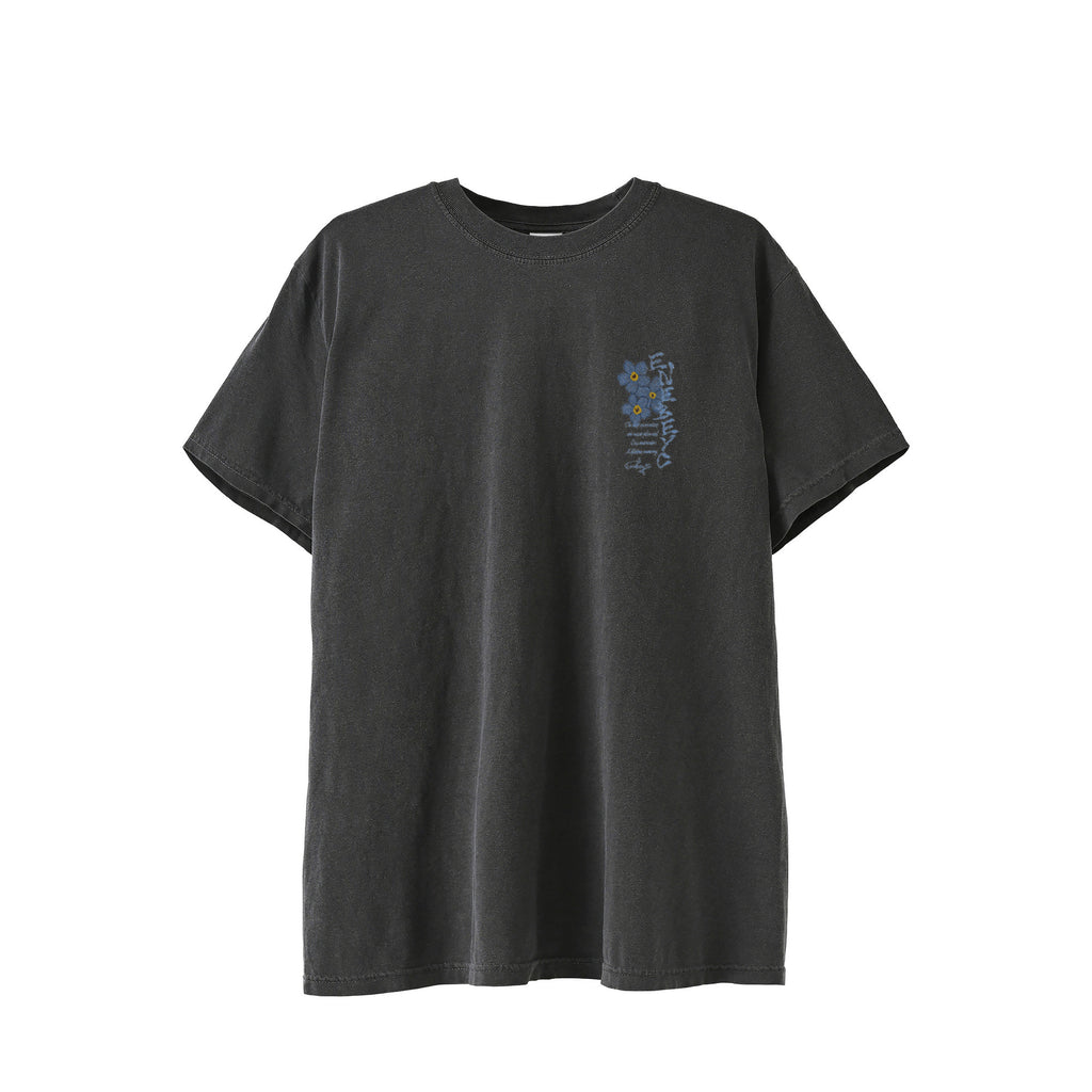 花札type2 ‘Blue Myosotis' Vintage-Wash T-shirt ﾊﾞｯｸﾌﾟﾘﾝﾄ black image