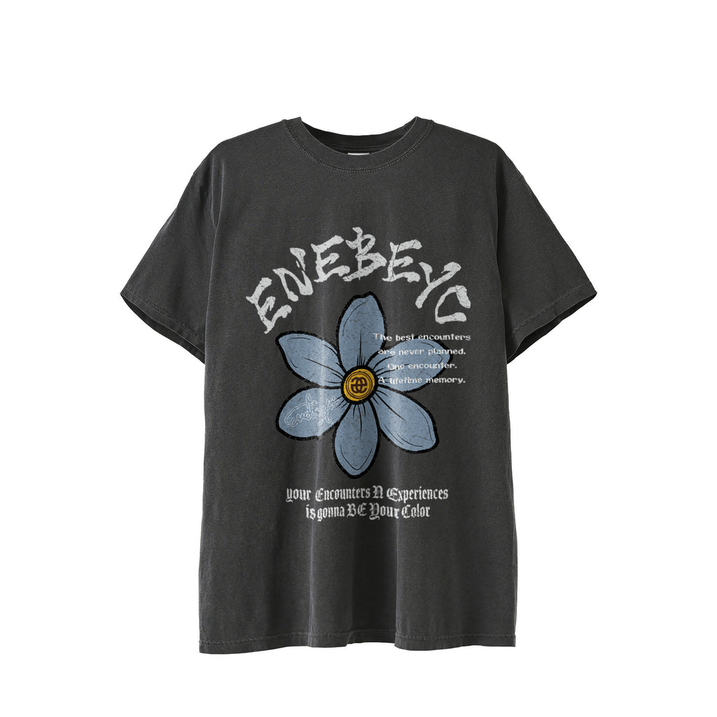 一輪 'Blue Myosotis' Vintage-Wash T-shirt black image