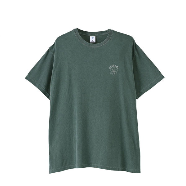 線画 'Myosotis' Vintage-Wash T-shirt ﾊﾞｯｸﾌﾟﾘﾝﾄ dark-green image