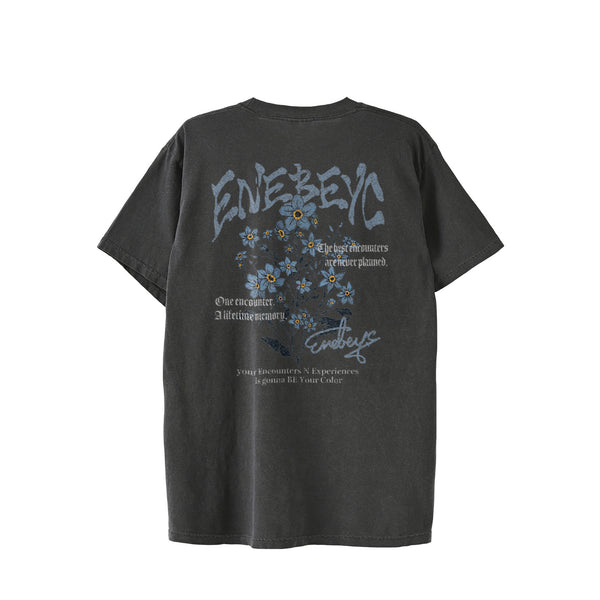 バンT style ‘Blue Myosotis' Vintage-Wash T-shirt ﾊﾞｯｸﾌﾟﾘﾝﾄ black image