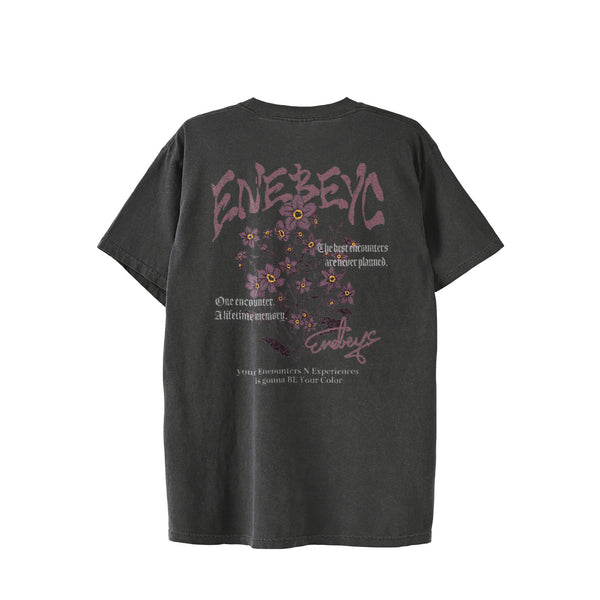 バンT style ‘Pink Myosotis' Vintage-Wash T-shirt ﾊﾞｯｸﾌﾟﾘﾝﾄ black image
