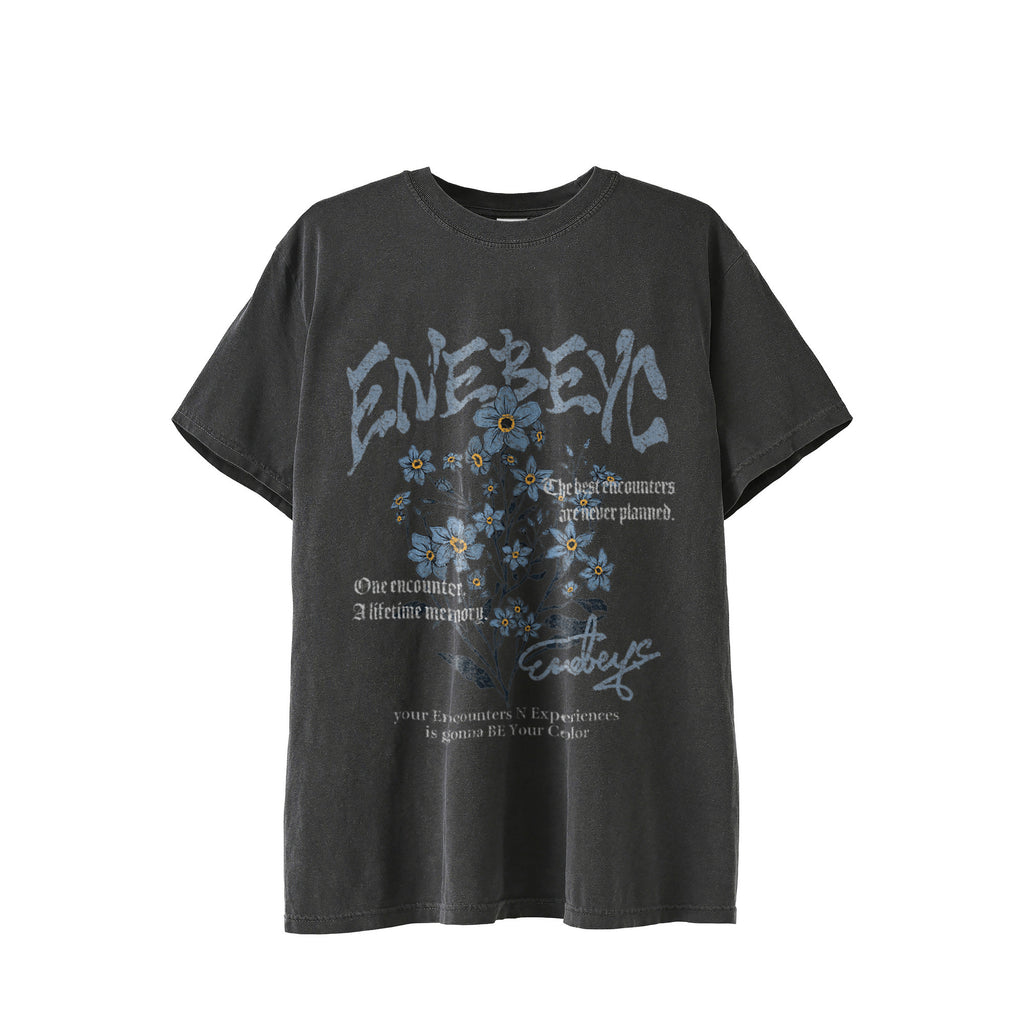 バンT style ‘Blue Myosotis' Vintage-Wash T-shirt black image