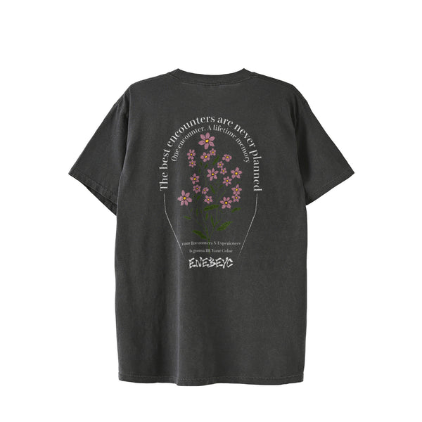 Classic Design ‘Pink Myosotis' Vintage-Wash T-shirt ﾊﾞｯｸﾌﾟﾘﾝﾄ black image