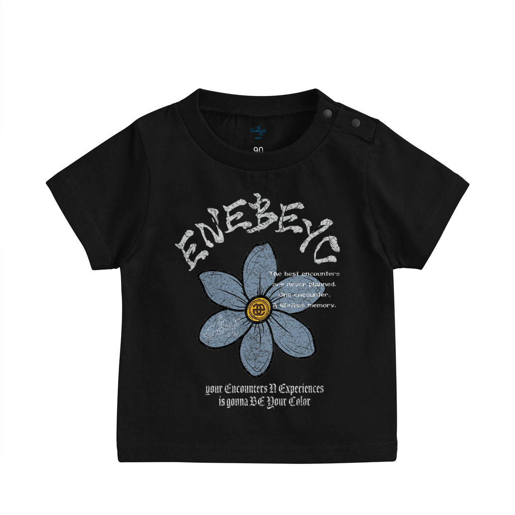 [Baby] 一輪 ‘Blue Myosotis' Basic T-shirt black image