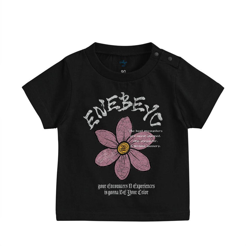 [Baby] 一輪 ‘Pink Myosotis' Basic T-shirt black image