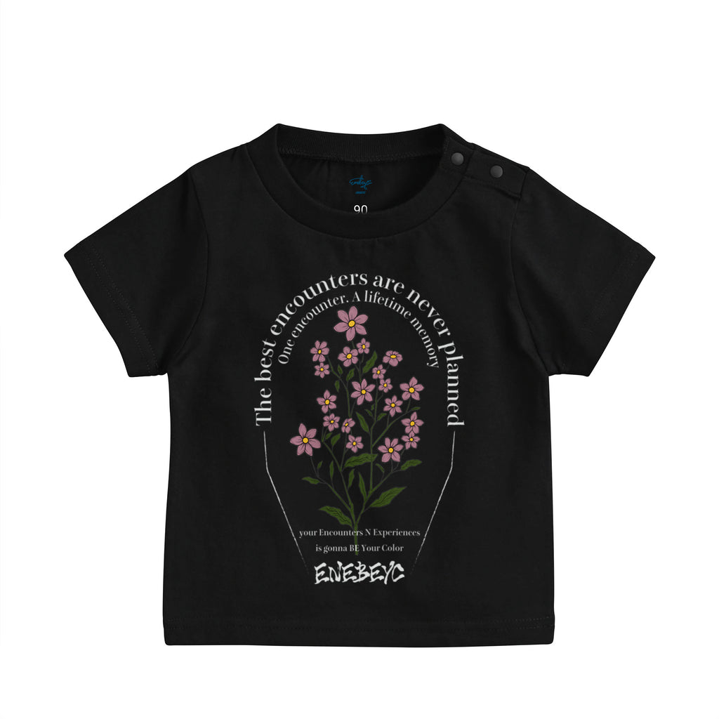 [ Baby ] Classic Design ‘Pink Myosotis' Basic T-shirt black image