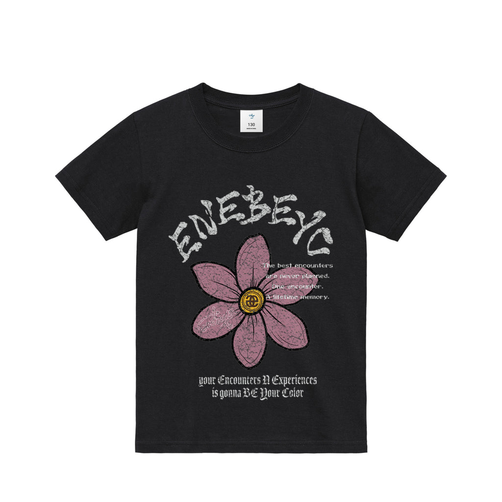 [ Kids ] 一輪 'Pink Myosotis' Basic T-shirt black image
