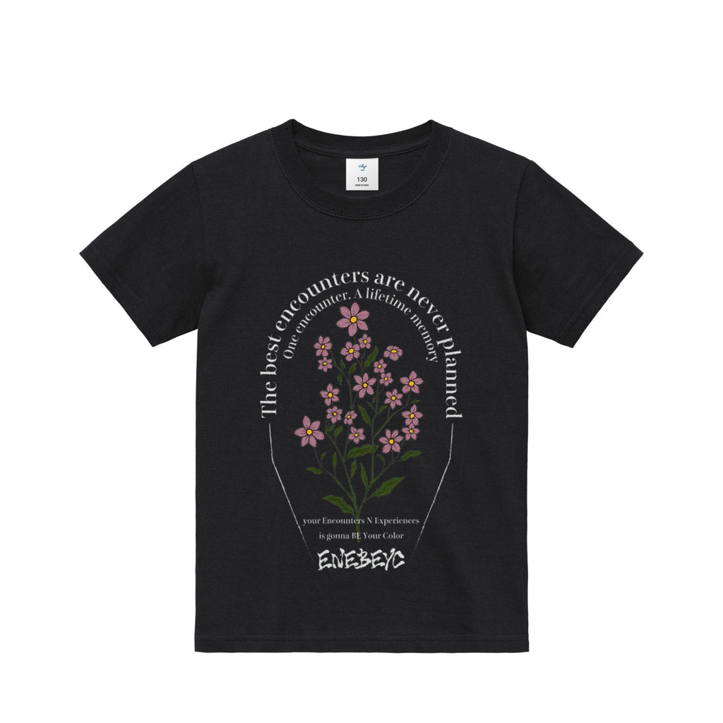 [ Kids ] Classic Design ‘Pink Myosotis' Basic T-shirt black image