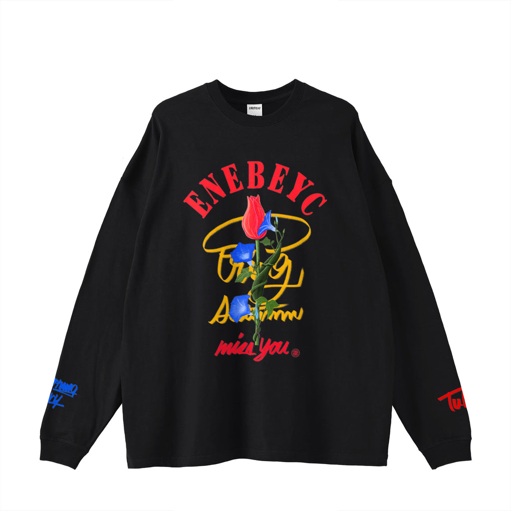 TM Flower red blue ロンT ﾋﾞｯｸﾞｼﾙｴｯﾄ 2023 – enebeyc